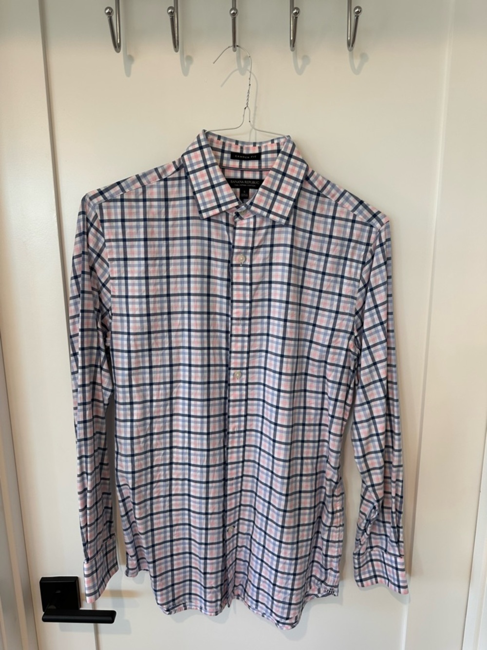 Banana Republic Men's Plaid Button-Down Shirt - Blue & Pink